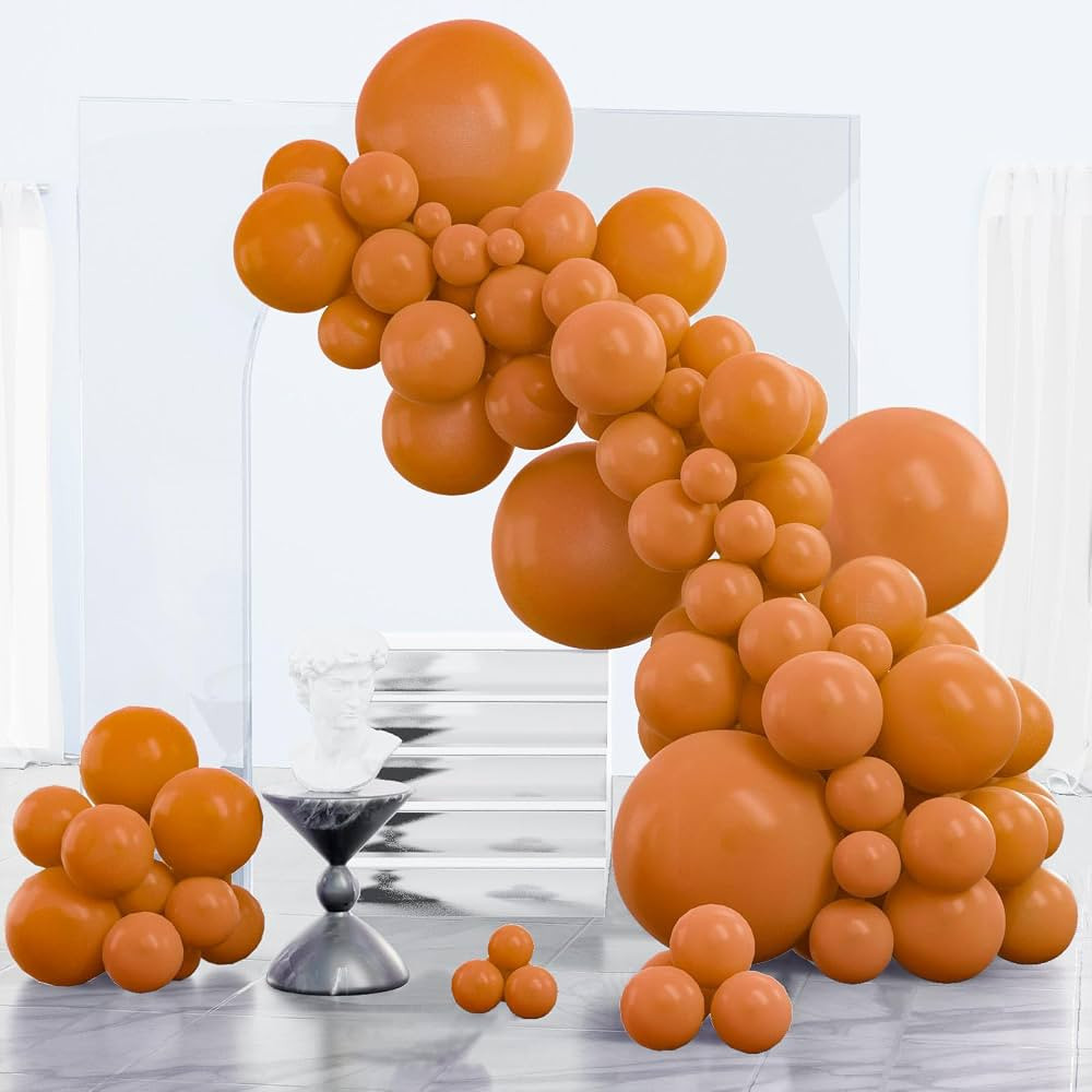PartyWoo Burnt Orange Balloons 152 pcs Orange Balloons Different Sizes Pack of 18 12 10 5 Inch Te... | Amazon (US)
