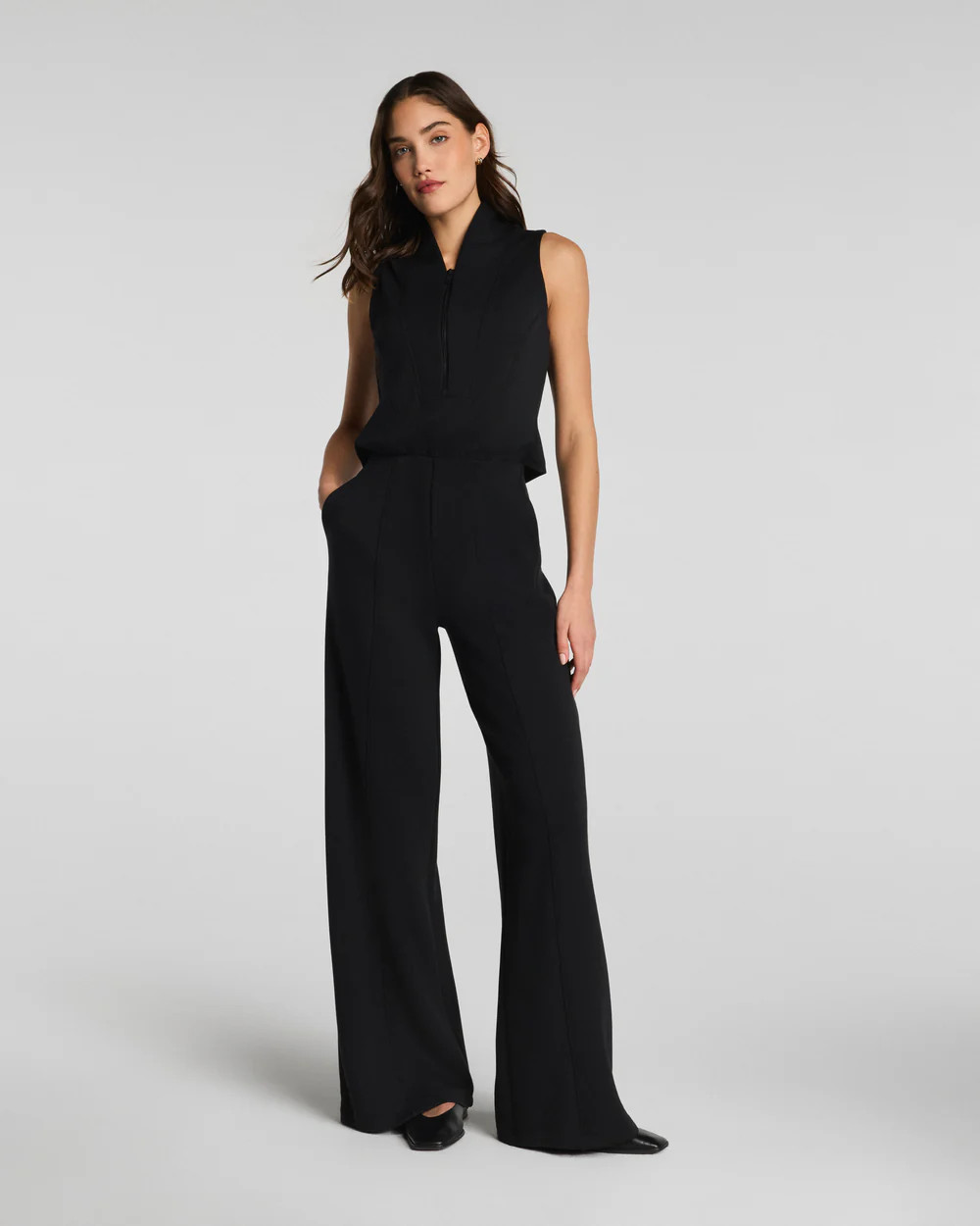 Shawl Collar Half Zip Jumpsuit | Spanx