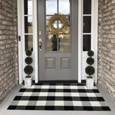Buffalo Plaid Outdoor Rug, 27.5''X43'' Check Indoor/Outdoor Area Rugs, Layering Rug For Hello/Welcome Door Mat, Washable Cotton Woven Farmhouse Mat Fo | Wayfair North America
