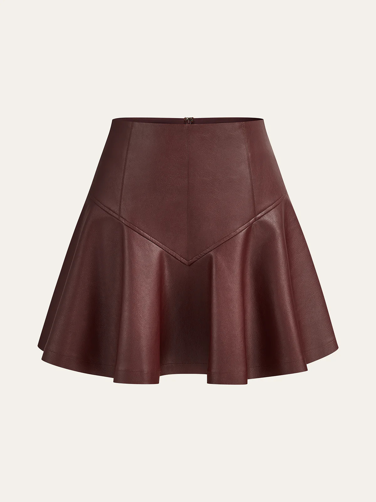 PU High-Waisted Flared Mini Skirt | Commense