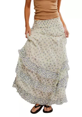 Free People Women's Brynn Printed Maxi Skirt, Ivory, XS | Belk