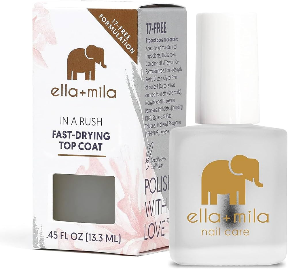 ella+mila In a Rush - Fast Dry Top Coat Nail Polish - Quick Dry Clear Nail Polish with High Gloss... | Amazon (US)