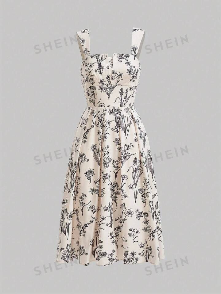 SHEIN MOD Romantic Spring Break Floral Print Cami Long Dress | SHEIN
