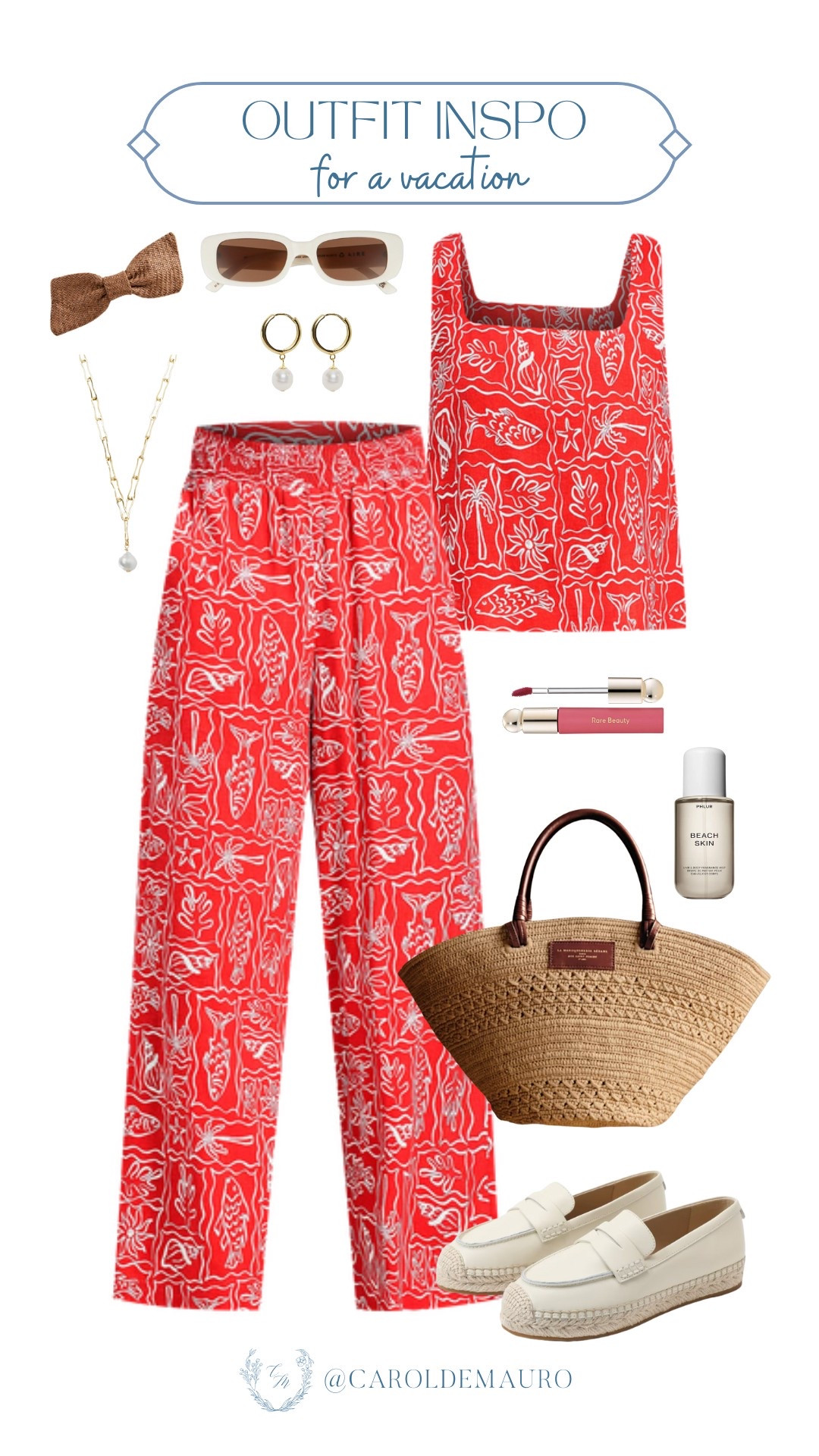When your outfit is perfectly matched and gives you the vibe for your vacation! If you're feeling this tomato red printed sleeveless top and flowy pants, then it's your sign to add them to your cart now.
#wardroberefresh #easytowear #casualoutfit #summeraccessories

#LTKStyleTip #LTKSeasonal #LTKU