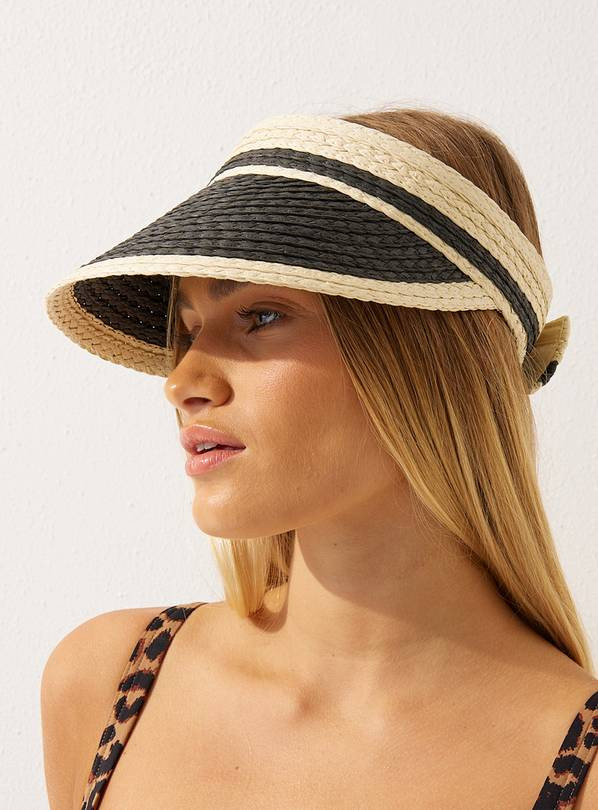Monochrome Straw Visor Hat One Size | Tu Clothing
