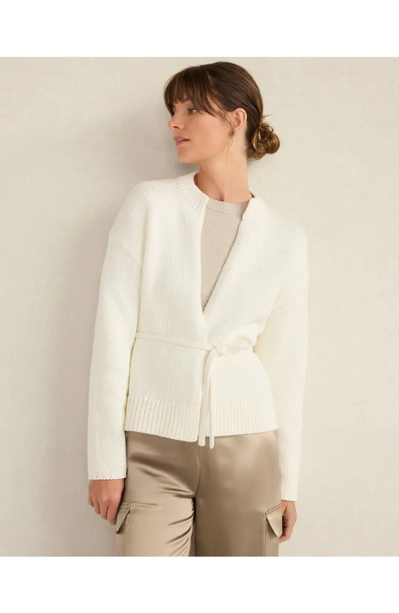 Chunky Cotton Blend Belted Cardigan | Nordstrom