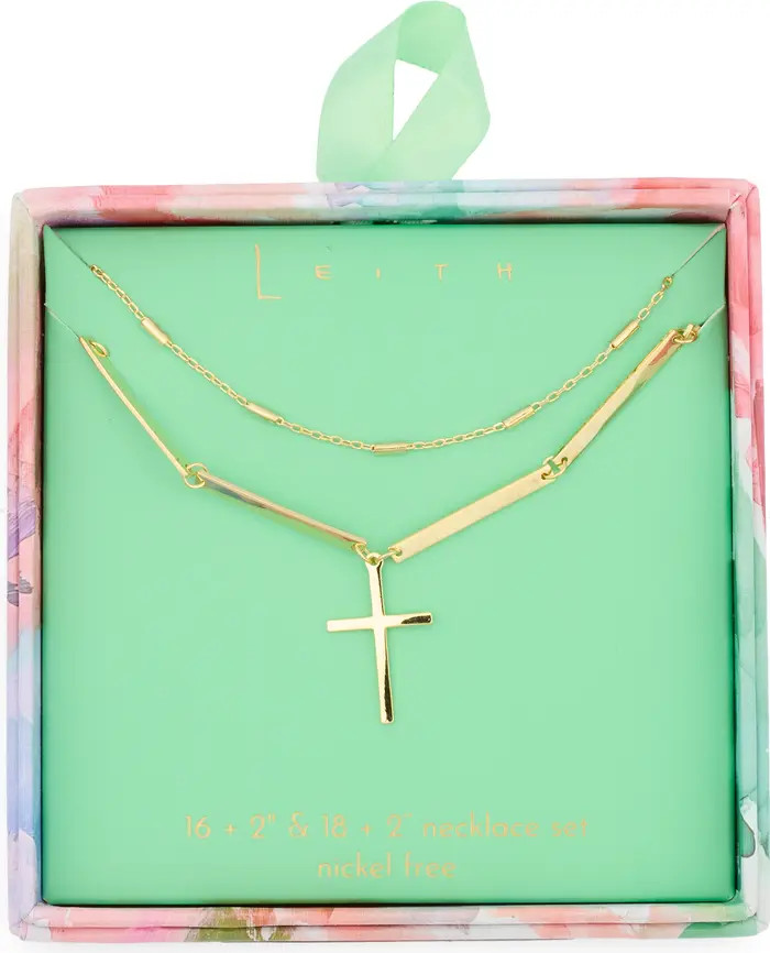 Leith Cross Pendant Layered Necklace | Nordstromrack | Nordstrom Rack