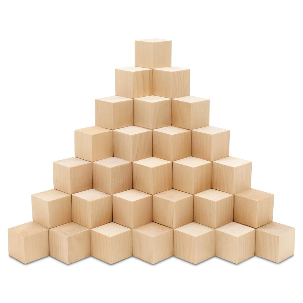 DIY Wood Cubes 1-1/2-inch, Pack of 50 Small Wooden Blocks Wooden Blocks for Crafts, STEM, Buildin... | Amazon (US)