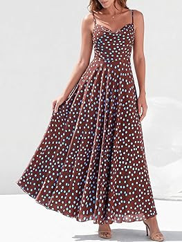 BTFBM Women Summer Floral Maxi Dresses Elegant Spaghetti Strap Dress Printed Party Dress Beach Lo... | Amazon (US)