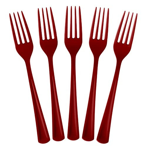 Burgundy Plastic Forks 50 Pcs Burgundy Forks Disposable Utensils Heavy Duty Plastic Cutlery Set Disposable Cutlery Sets Flatware Sets Silverware Set For Party Supplies & Party Tableware Exquisite | Amazon (US)