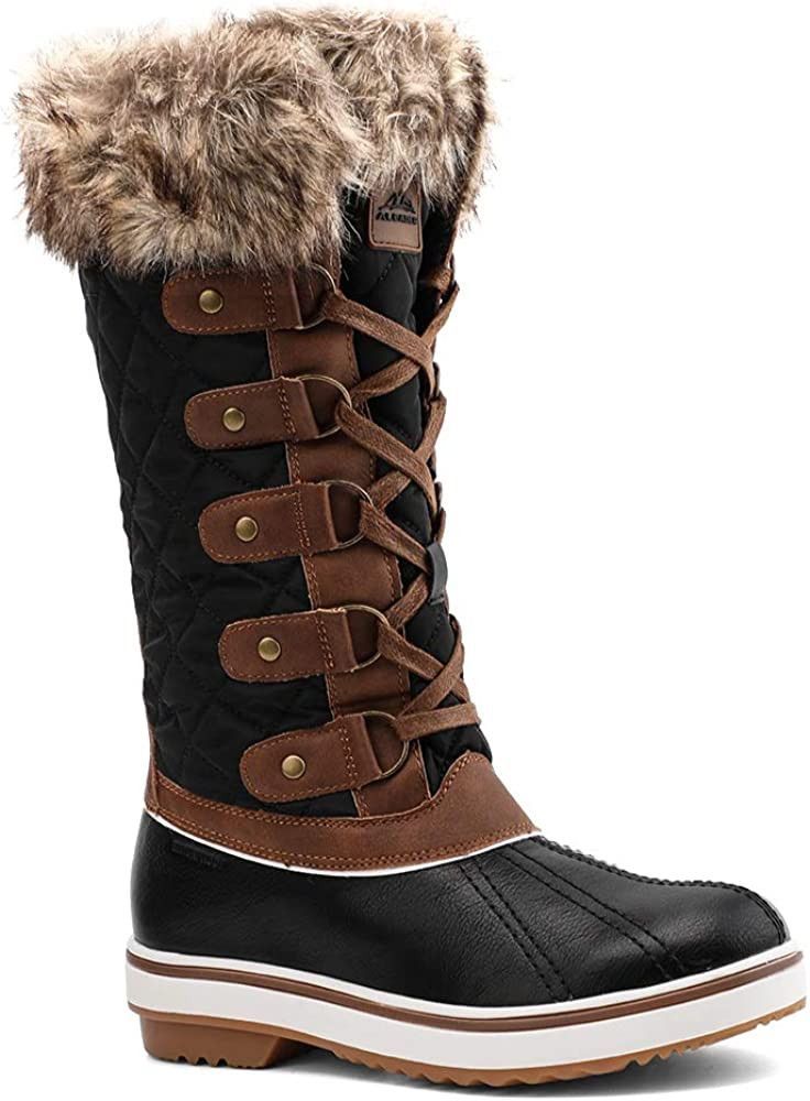 Amazon.com | ALEADER Winter Boots for Women, Fashion Waterproof Snow Boots Fur Shoes Black/Brown ... | Amazon (US)