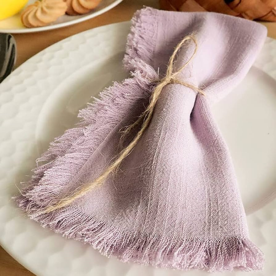 Handmade Cloth Napkins 100% Cotton Napkins with Fringe, Set of 4, 17.7 x 17.7 Inch Cotton Napkins... | Amazon (US)