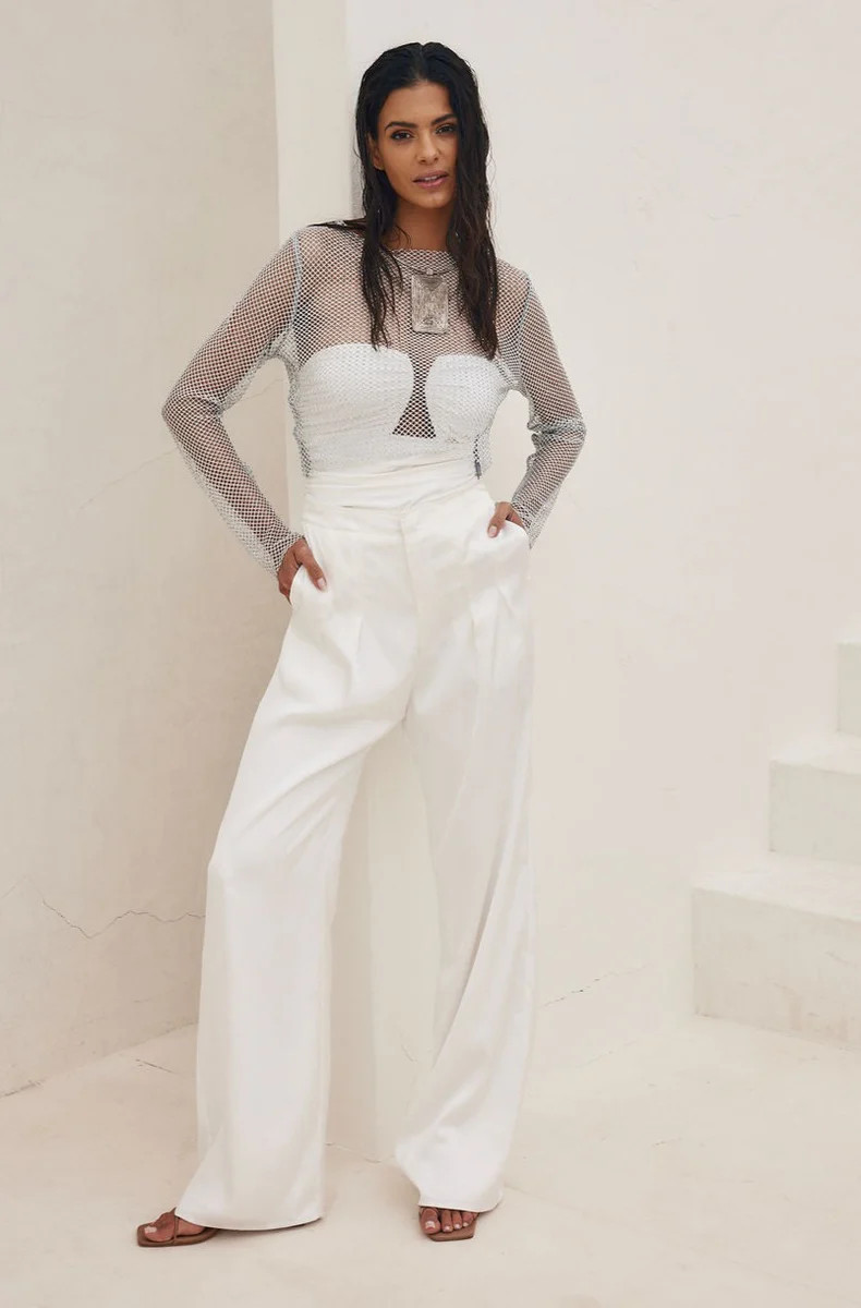 Hands Off Silver Rhinestone Top | 12th Tribe