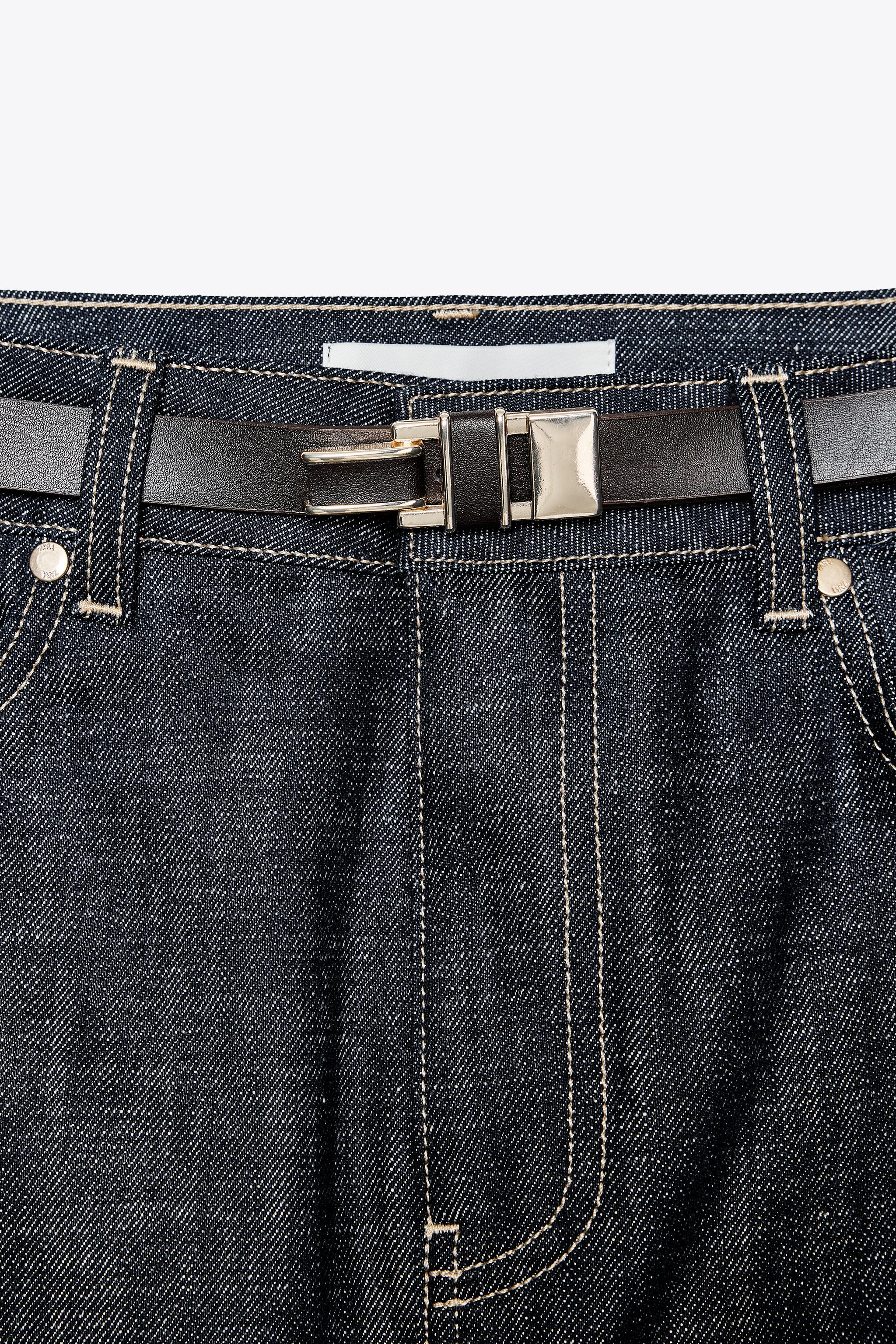 Z1975 BELTED DENIM MINI SKIRT | Zara US