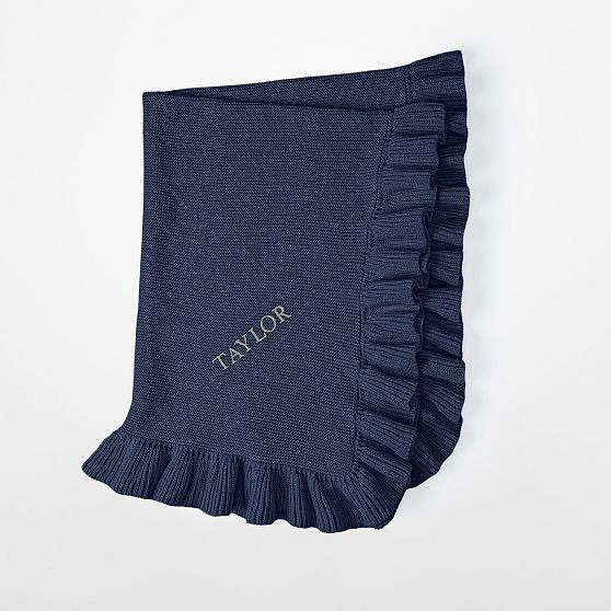 Ruffle Knit Cotton Baby Blanket | Mark and Graham