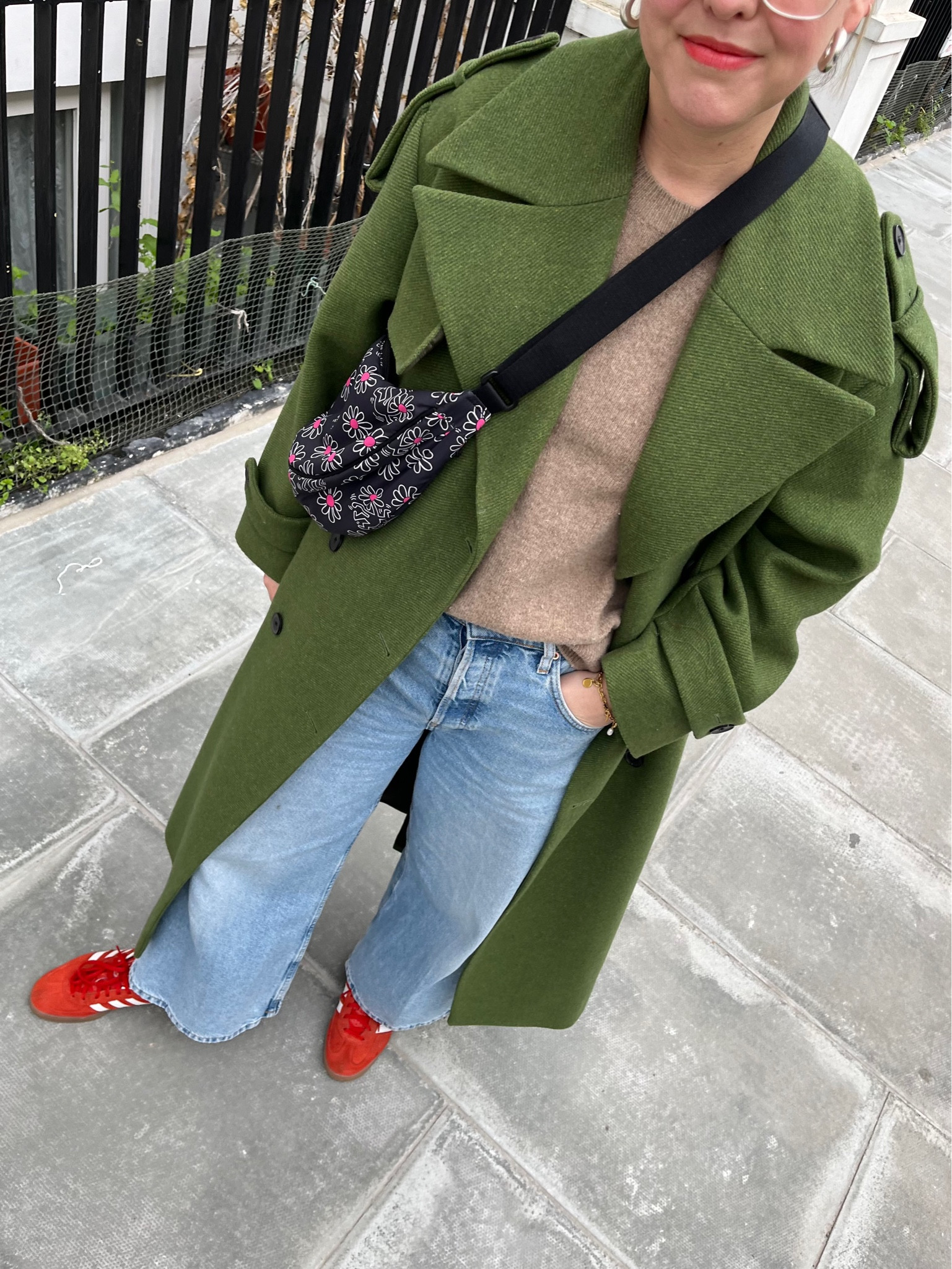 Wide Leg Highwaist Jeans, Premium Lambswool Crew Neck Jumper, Green Italian Twill Trench Coat, Adidas Originals Gazelle, Round Mini Shoulder Bag

#LTKeurope #LTKstyletip #LTKSeasonal