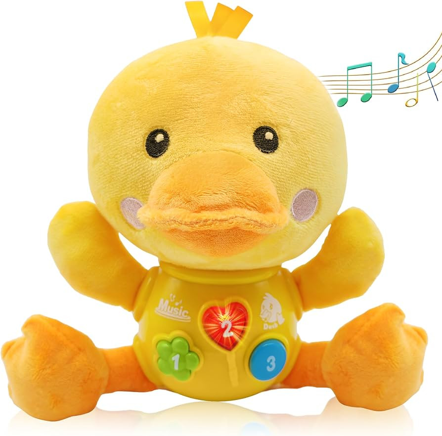HAPTIME Baby Duck Musical Toys, Newborn Boy Soft Plush Stuffed Animal, Infant Light Music Tumny T... | Amazon (US)