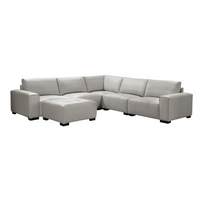 Fawcette 112" Wide Genuine Leather Symmetrical Modular Corner Sectional with Ottoman | Wayfair North America