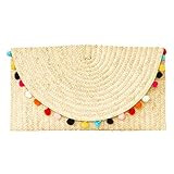 Pom Pom Bohemian Straw Woven Clutch Purse | Amazon (US)
