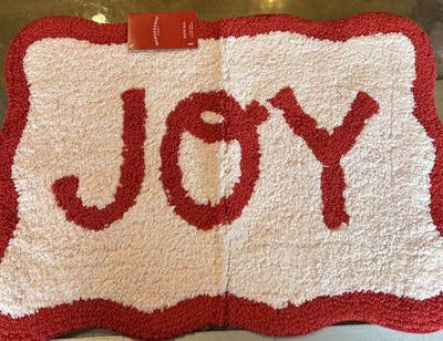 17"x24" Christmas 'Joy' Scalloped Boarder Bath Rug Cream/Red - Wondershop | eBay US