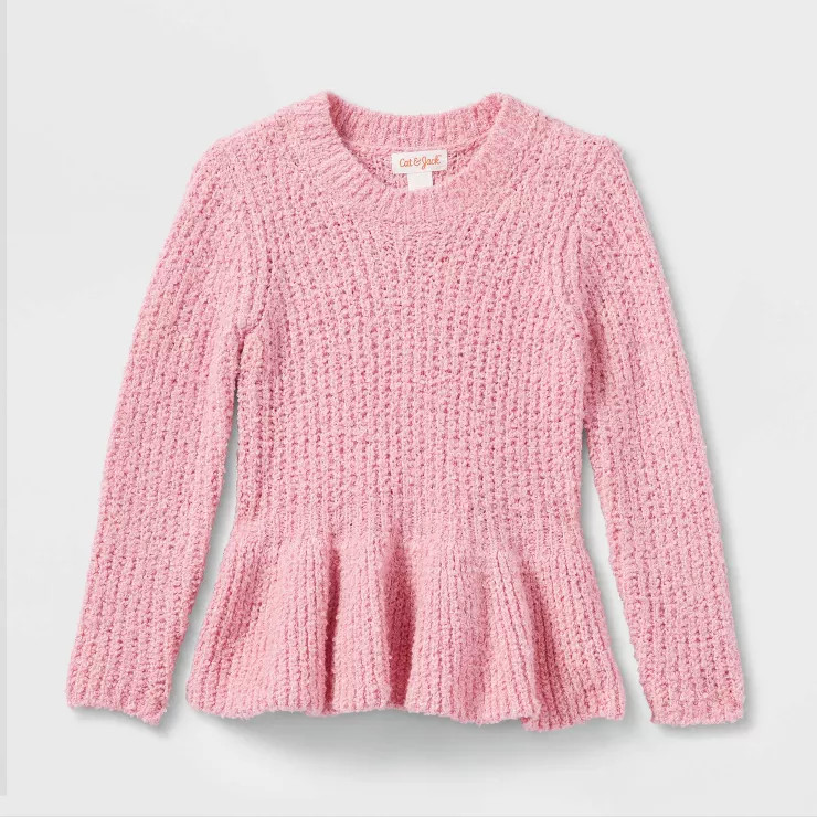 Toddler Girls' Solid Peplum Sweater - Cat & Jack™ Pink | Target