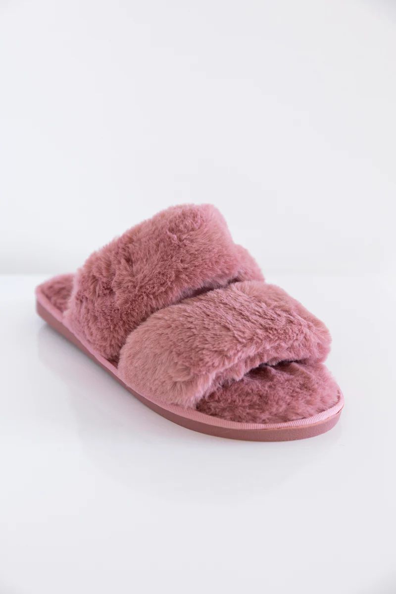 Goodnight Dreams Fuzzy Slippers Mauve | The Pink Lily Boutique
