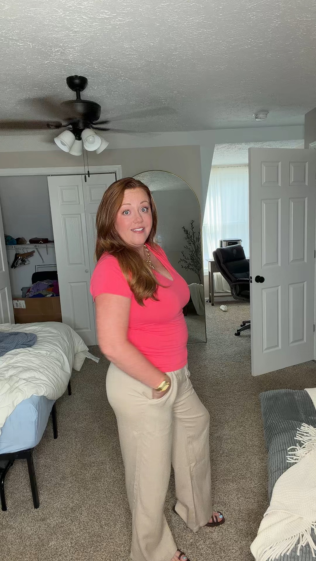 These @Halara high waisted drawstring wide leg linen pants are the perfect transition for summer to fall! I do find that they run a tad oversized so I sized down 1. I am 5 ft 6 185 lbs and normally a size large but I got a medium in these.

#LTKootd #LTKOver40 #LTKMidsize