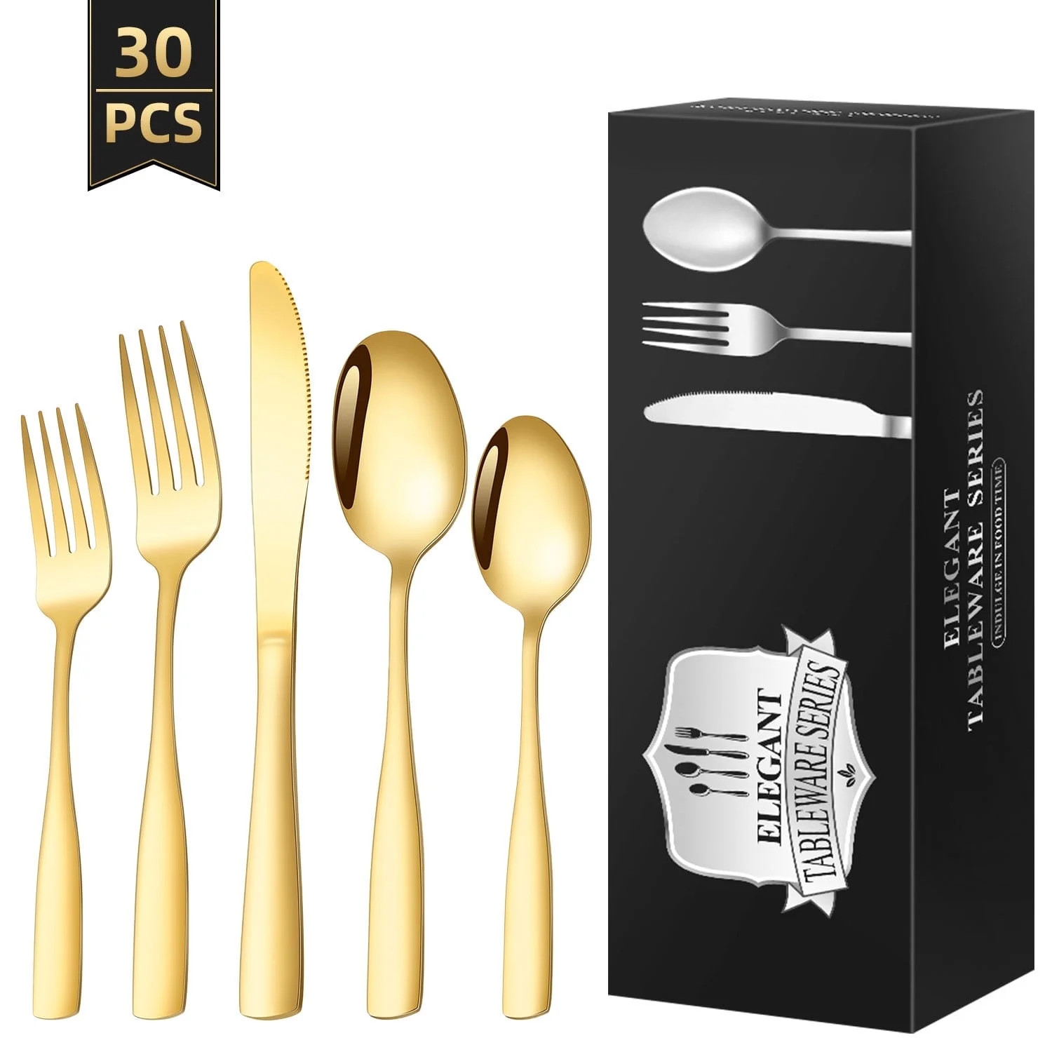 TINANA Silverware Sets, 30 PCS Flatware Set for 6, Premium Stainless Steel Cutlery Utensil Set Mi... | Walmart (US)