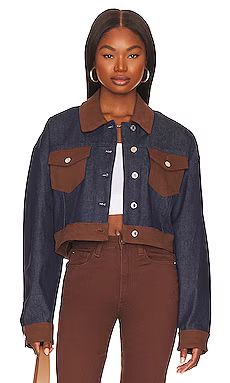 WeWoreWhat Color Block Denim Jacket in Copper Suede from Revolve.com | Revolve Clothing (Global)