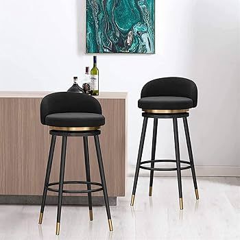 Velvet Swivel Bar Stools Set of 2/4, 360° Free Swivel 25" H Seat Height, Modern Upholstered Coun... | Amazon (US)