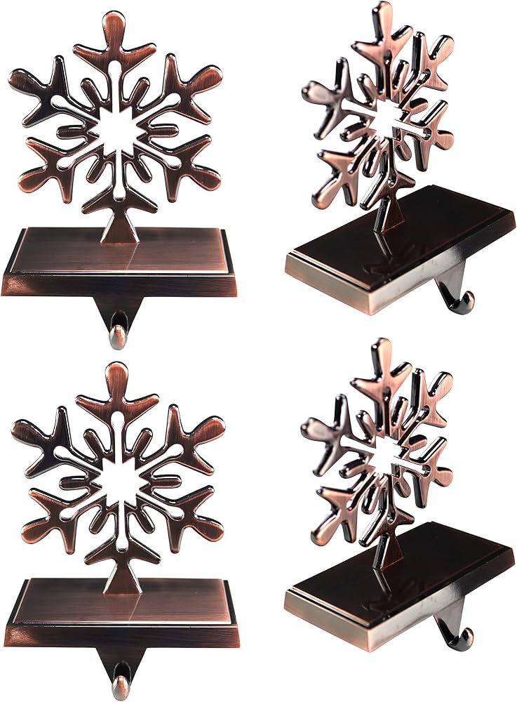Iconikal Snowflake Stocking Hanger Holder, Oil-Rubbed Bronze, 4-Pack | Amazon (US)