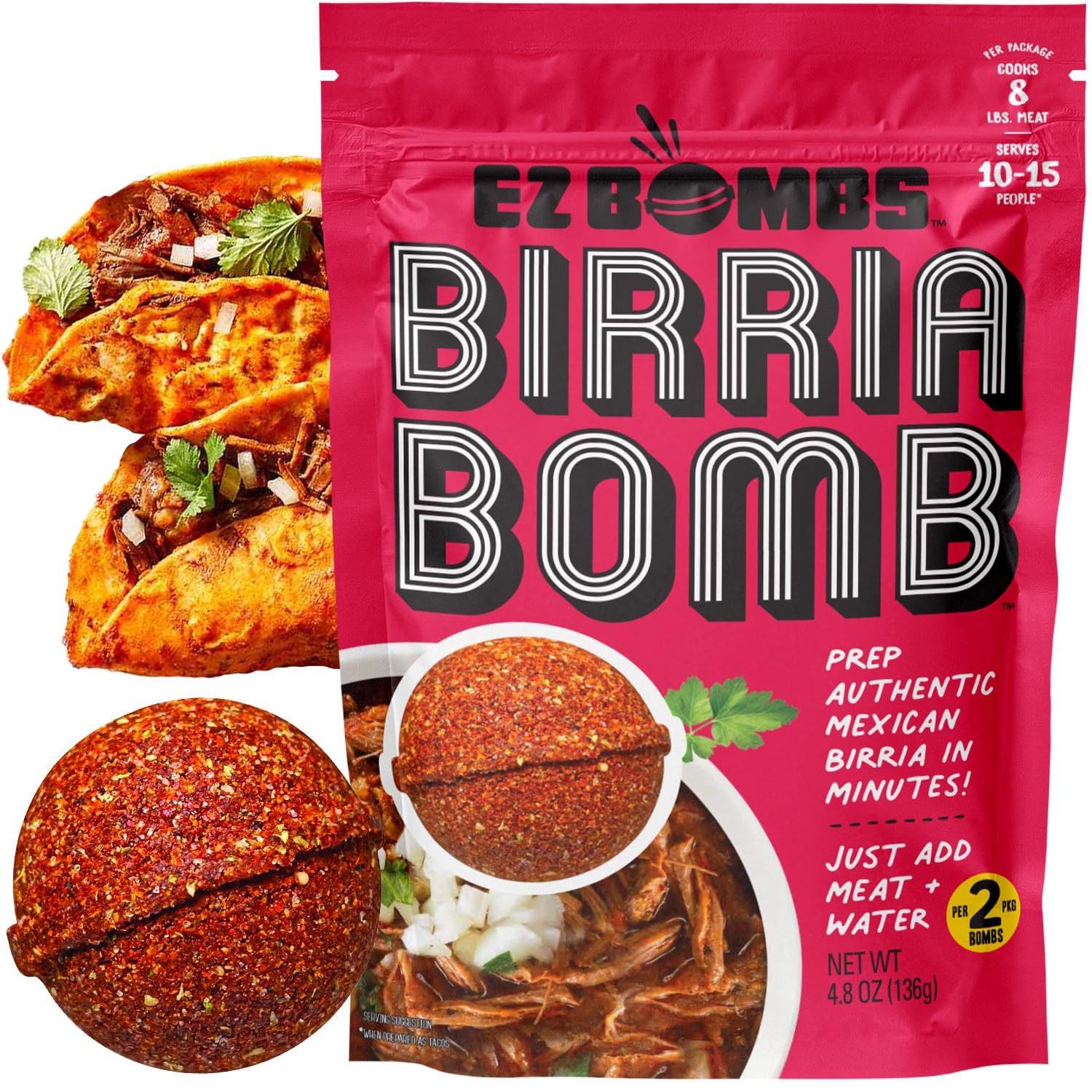 EZ Bombs Birria Bomb Seasoning, Pack of 2 – Authentic Mexican Spice Mix for Tacos, Burritos, Na... | Amazon (US)