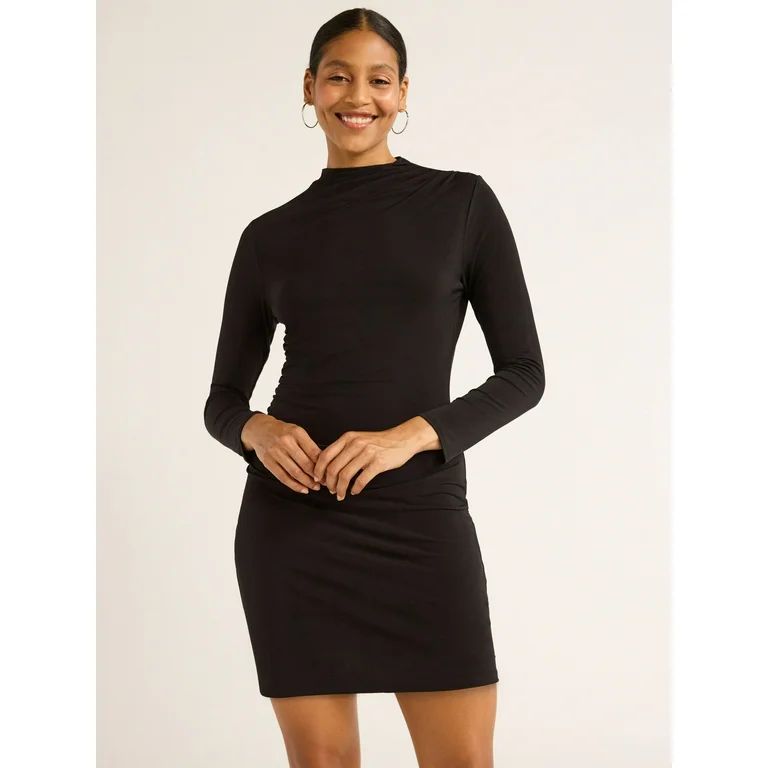 Scoop Women’s Ruched Knit Mini Dress, Sizes XS-XXL - Walmart.com | Walmart (US)