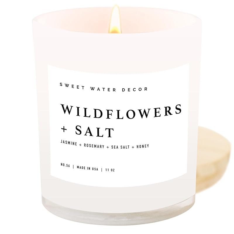 Sweet Water Decor Wildflowers and Salt Soy Candle - Jasmine, Rosemary, Sea Salt, and Honey Scente... | Amazon (US)