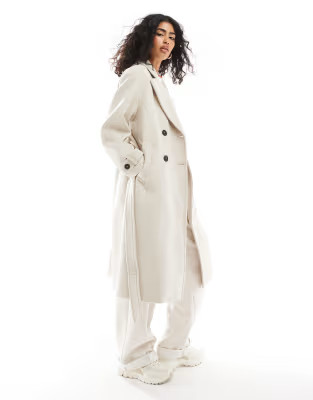 Bershka wool trench coat in stone | ASOS (Global)