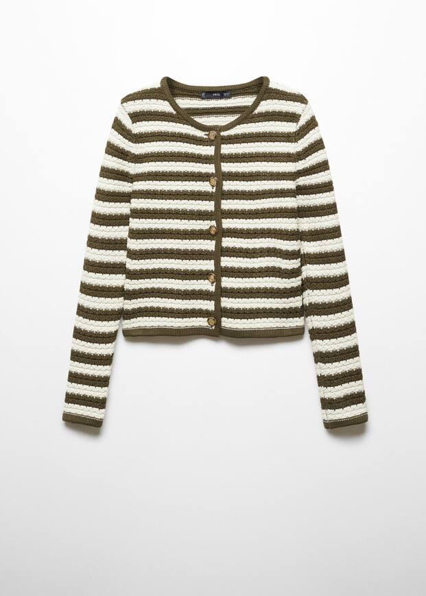 striped cardigan with jewel buttons -  Women | Mango USA | MANGO (US)