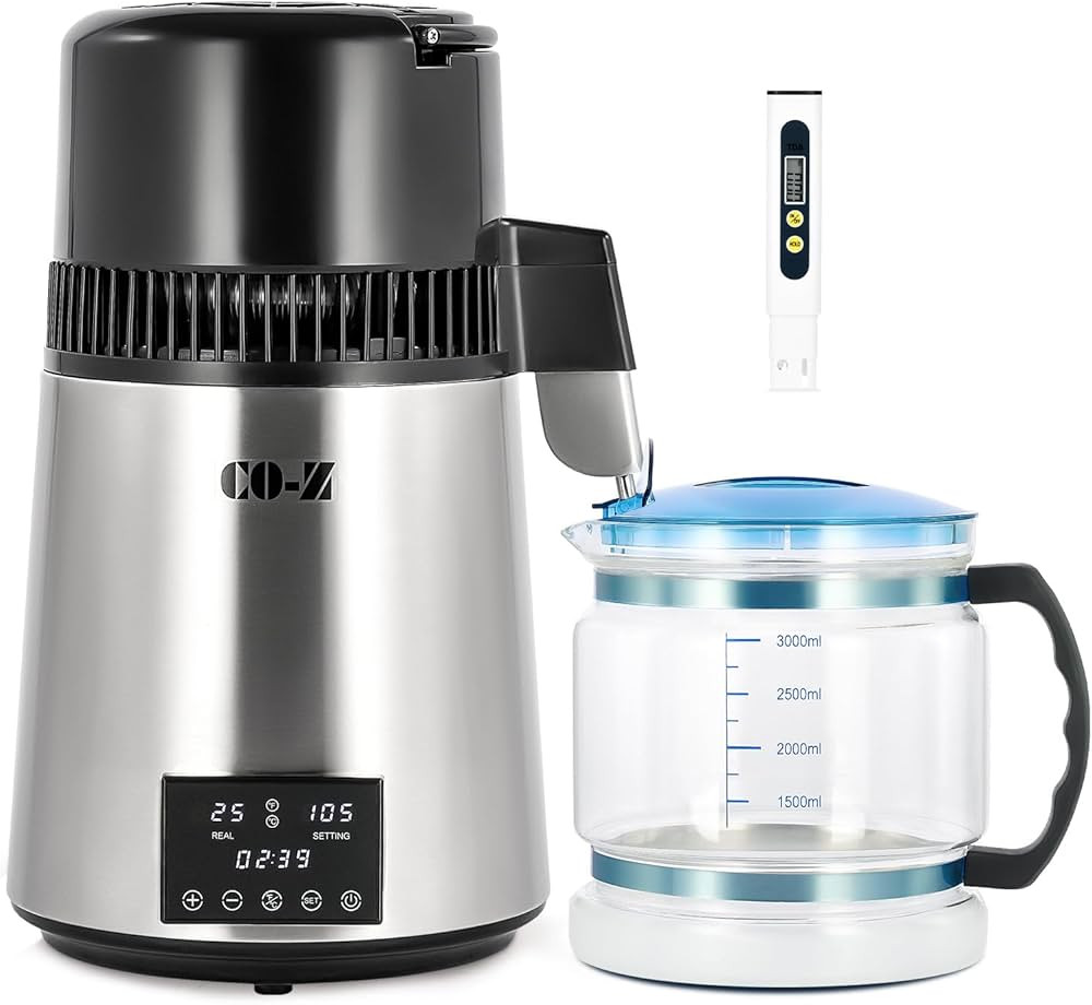 CO-Z 1.1 Gallon Water Distiller, 1750W Countertop Distilled Water Machine with Glass Container Du... | Amazon (US)