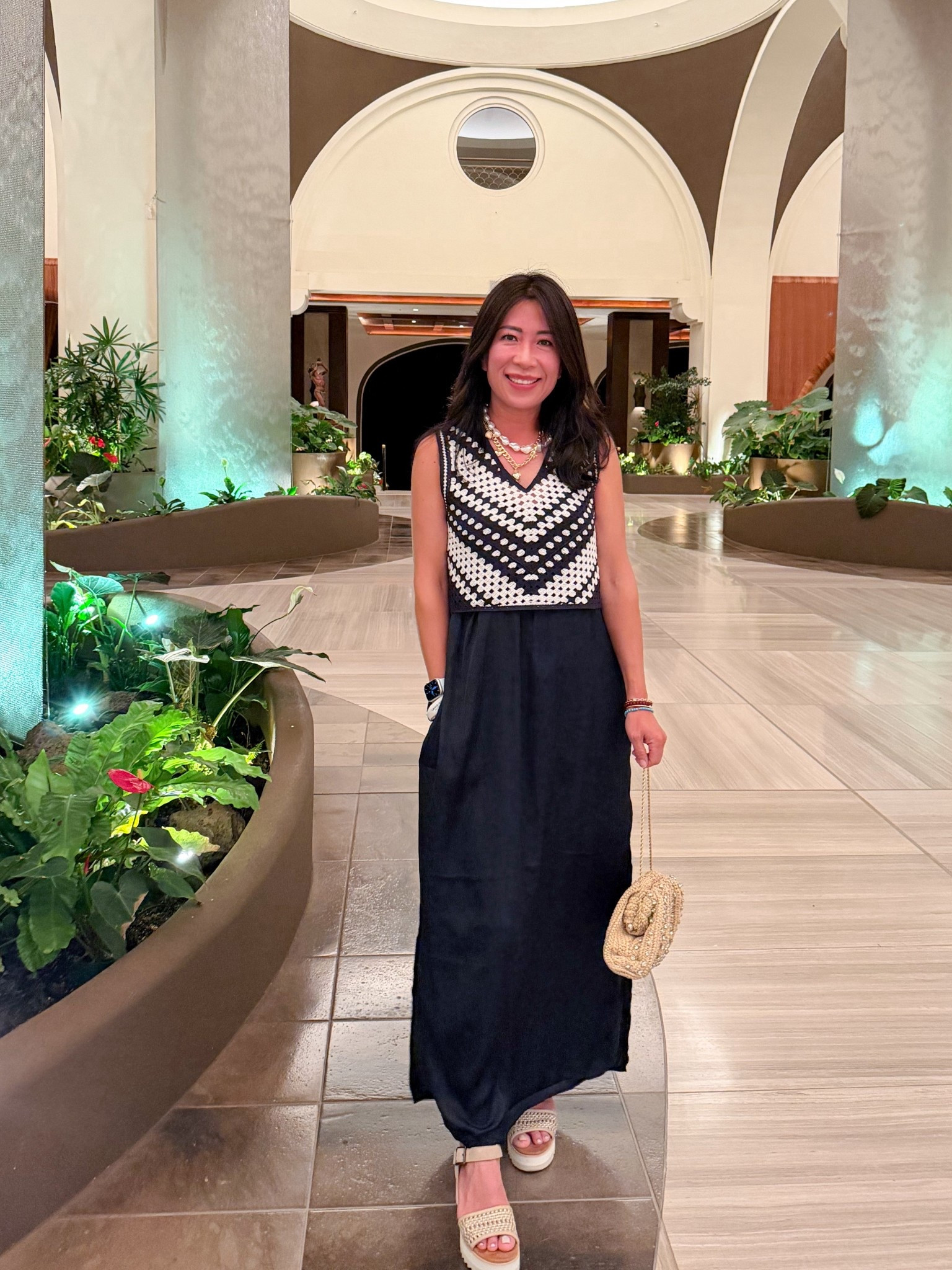 Chevron stripes crochet-stitched bodice maxi dress, resort wear, casual dress 

#crochet #resortwear

#LTKOver40 #LTKTravel #LTKootd