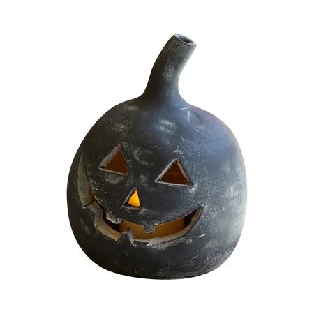 Halloween Pumpkin Lantern Decor Vintage Farmhouse Jack O Lantern Tabletop Accent Resin Seasonal Indoor Display Figure（Straight Stem Spooky） | Walmart (US)