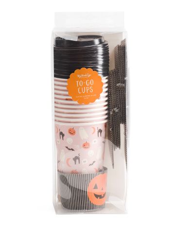 Set Of 12 Halloween Icons To Go Cups With Lids And Sleeves | TJ Maxx