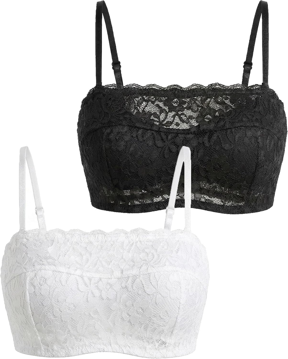 Lace Bra with Detachable Straps Women's Tube Top Bandeau | Amazon (US)
