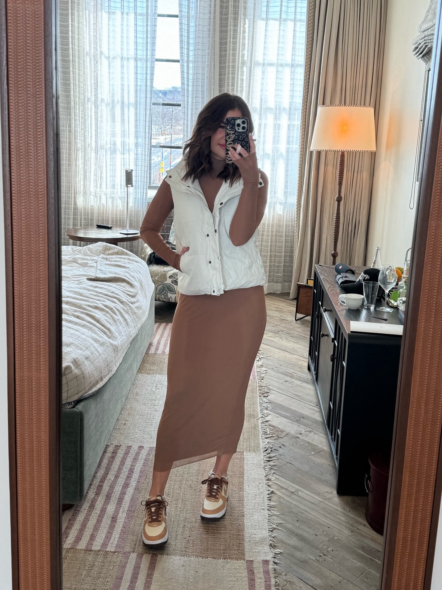 meeting ootd. I love the fit of this dress! it comes with an attached slip. vest is true to size. wearing a small in both! I linked the short version of the tall boots that would look SO good with this dress!! I wore sneakers instead but wished the boots would have worked🍩

#LTKfindsunder100 #LTKMostLoved #LTKfindsunder50