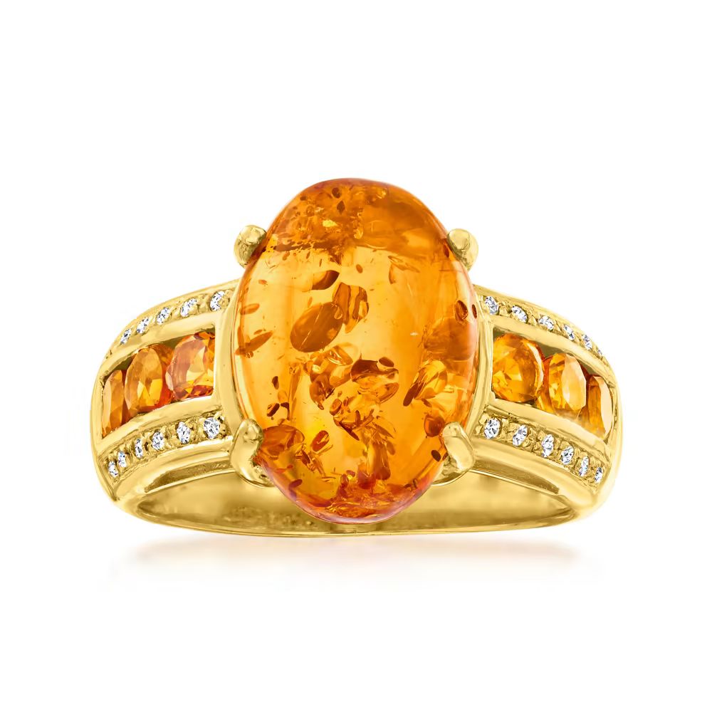 Amber Ring with .50 ct. t.w. Citrines with White Topaz Accents in 18kt Gold Over Sterling | Ross-Simons