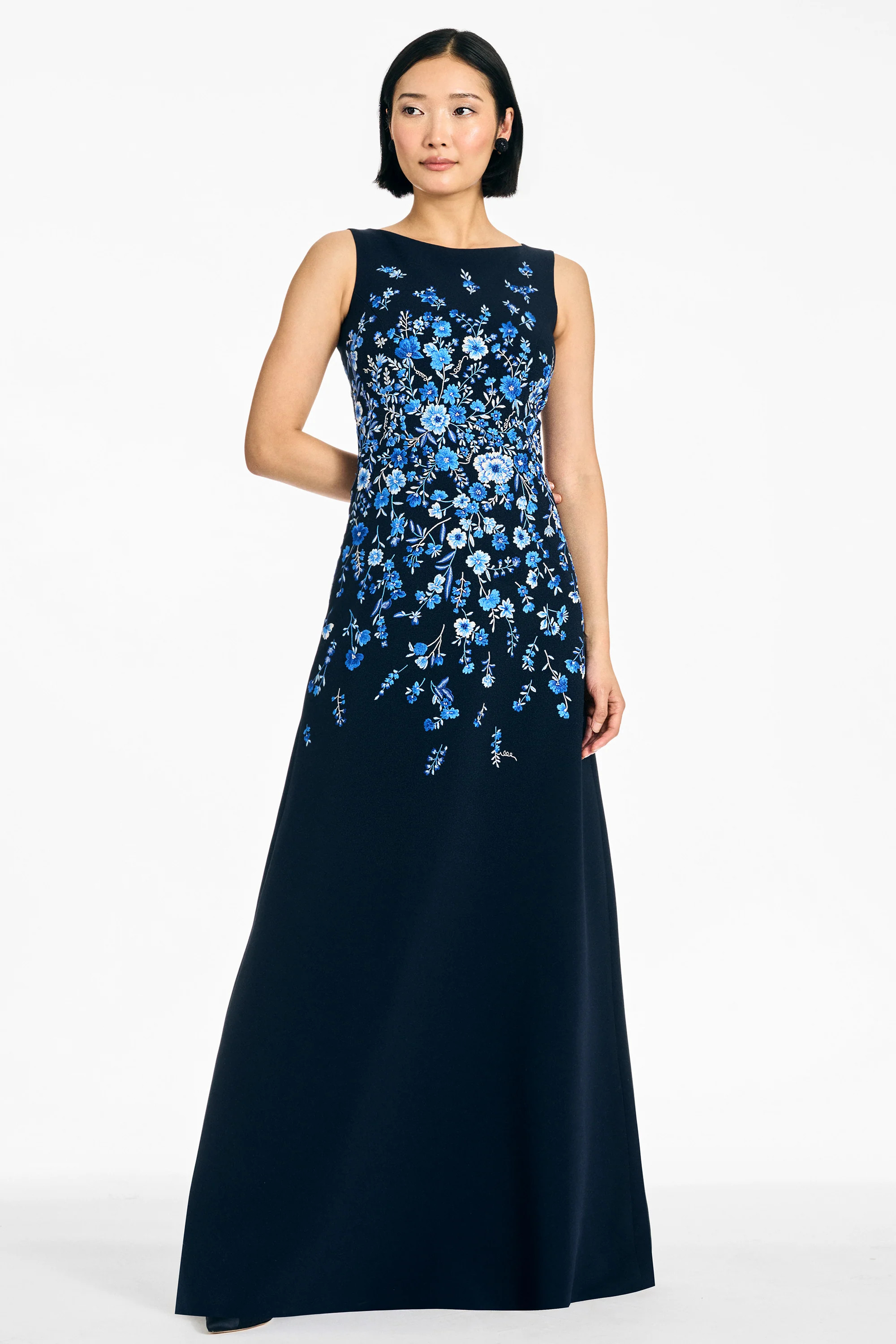 EMBROIDERED RAZIA GOWN - DARK MIDNIGHT | Sachin and Babi