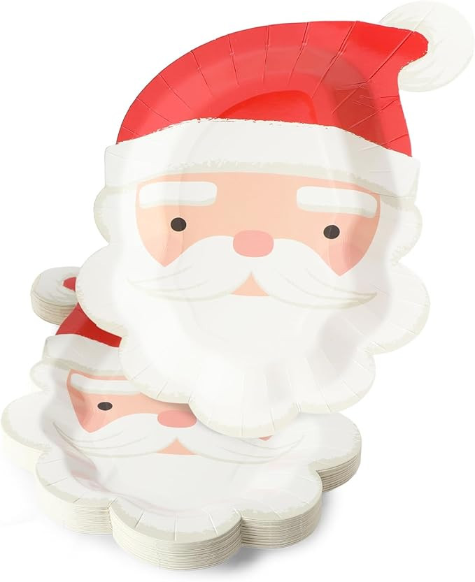 Blue Panda 24 Pack Santa Claus Paper Plates, Christmas Party Plates, Xmas Supplies for Winter Hol... | Amazon (US)
