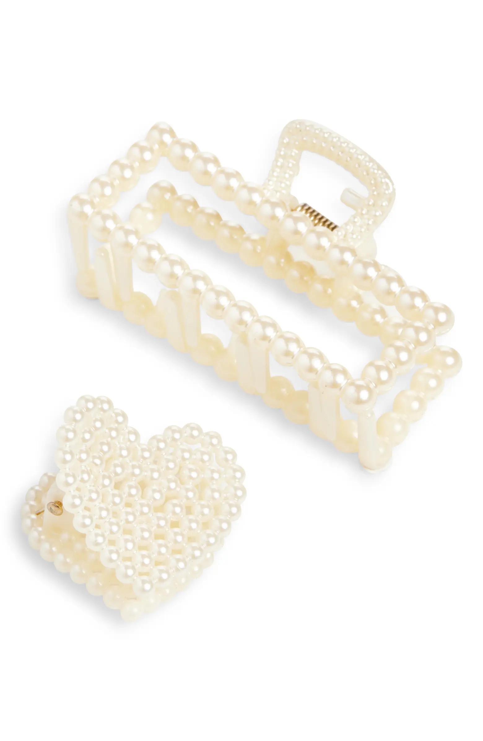 2-Pack Faux Pearl Jaw Clips | Nordstrom