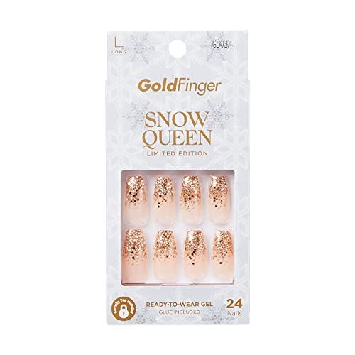 Kiss GoldFinger Holiday Nails Limited Edition Snow Queen Press On Manicure, Gel Nail Kit, Polish ... | Amazon (US)