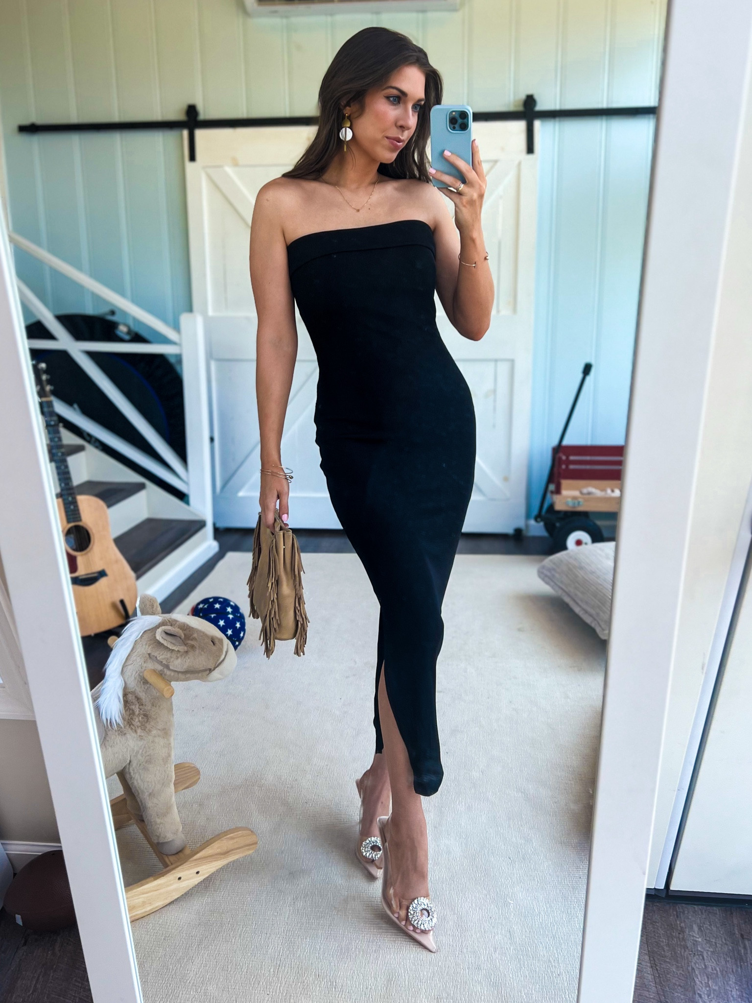 My look from Dennis Quaid’s “Reagan” movie premiere! This black strapless midi dress is from Amazon, and I loooove these clear nude heels from Jenn Ardor 

Date night outfit, night out, Amazon find, fringe purse 

#LTKStyleTip #LTKFindsUnder100 #LTKWedding