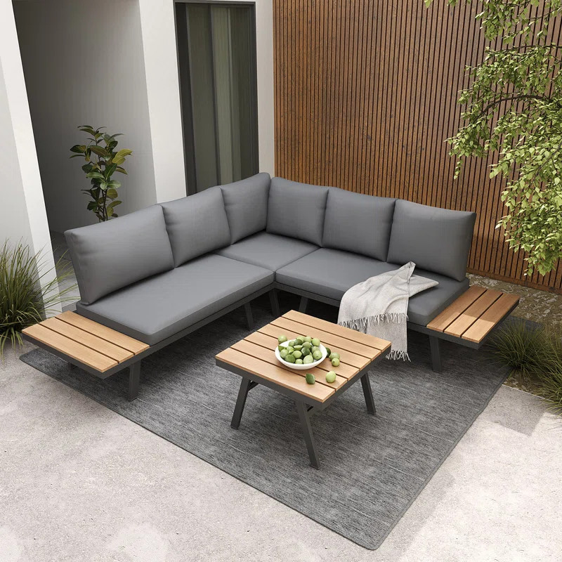 3-Piece Aluminum Patio Furniture Set, Outdoor Sofa Setwith Removable & Washable Deep Seating Cush... | Wayfair North America
