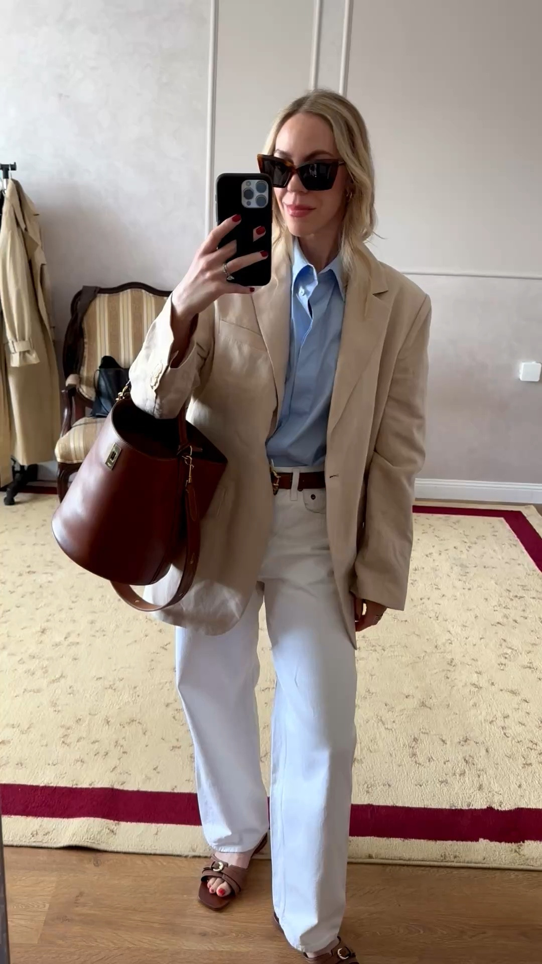 Spring outfit 2026, business casual, linen blazer, blue button down shirt, white baggy jeans 

#LTKSeasonal #LTKSaleAlert #LTKOver40